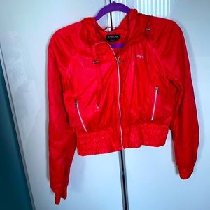 Bebe Bright Orange/Red Baggy Jacket